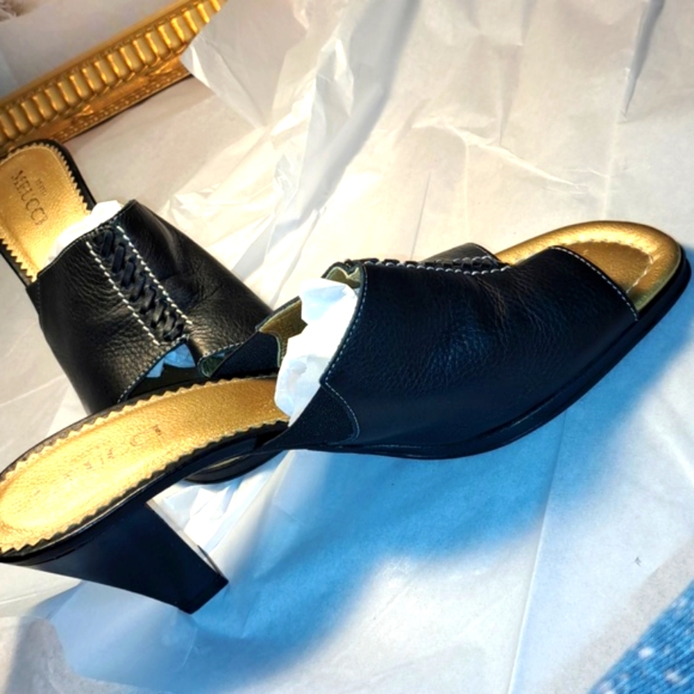 Sesto Meucci Sandal Mules. Black Leather. Made in Italy. Size 8 1/2 N. - Picture 7 of 8